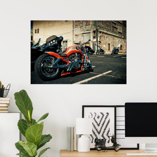 Foto von Motorrädern. Poster (Heimbüro)