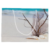 Foto von Muscheln am Sandstrand Große Geschenktüte (Rückseite)