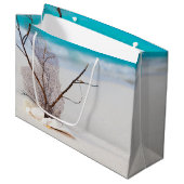 Foto von Muscheln am Sandstrand Große Geschenktüte (Vorderseite Schrägansicht)