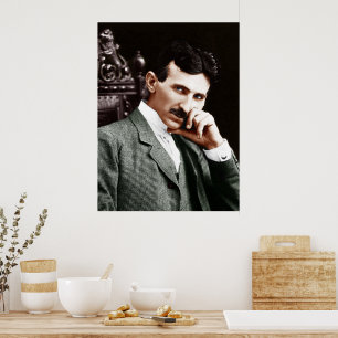 Foto von Nikola Tesla im Alter von 40 Jahren Poster