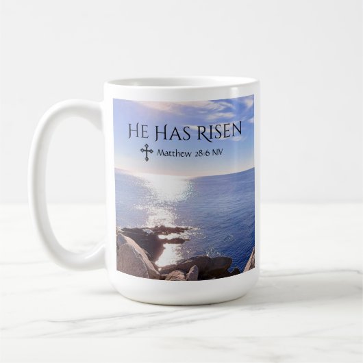 Foto von Ocean Christ hat Bibel Verse Ostern Kaffeetasse (Links)