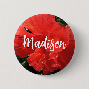 Foto von Orange Double Hibisken Individuelle Name Button