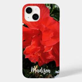 Foto von Orange Double Hibisken Individuelle Name Case-Mate iPhone 14 Hülle