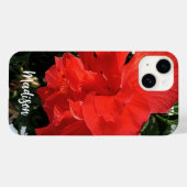 Foto von Orange Double Hibisken Individuelle Name Case-Mate iPhone Hülle (Rückseite (Horizontal))