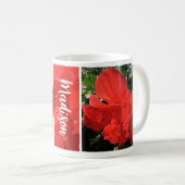Foto von Orange Double Hibisken Individuelle Name Kaffeetasse (VorderseiteRechts)