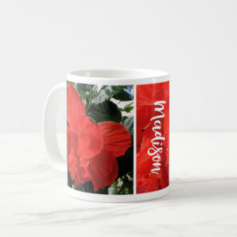 Foto von Orange Double Hibisken Individuelle Name Kaffeetasse