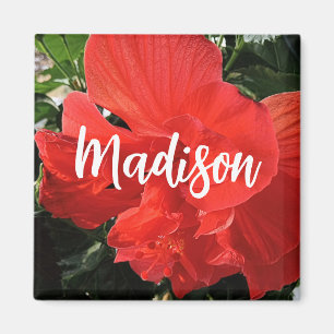 Foto von Orange Double Hibisken Individuelle Name Magnet