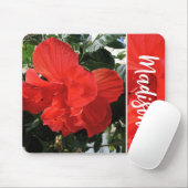 Foto von Orange Double Hibisken Individuelle Name Mousepad (Mit Mouse)