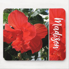 Foto von Orange Double Hibisken Individuelle Name Mousepad
