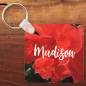 Foto von Orange Double Hibisken Individuelle Name Schlüsselanhänger (Vorderseite)