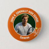 Foto von Orange-Tennisspieler - High-School-Geist Button (Vorderseite)