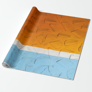 Foto von orangefarbenen, weißen und blauen Bildern Geschenkpapier