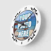 Foto von Personalized Fancy Frame Runde Wanduhr (Winkel)