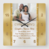 Foto von Personalized, Wall Clock for Wedding Gift Quadratische Wanduhr (Vorderseite)