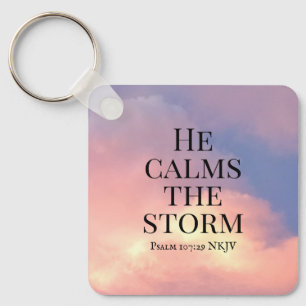 Foto von Pink Sky beruhigt die Storm Bible Verse Schlüsselanhänger