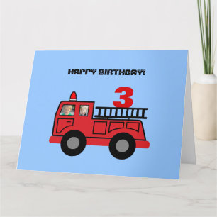 Foto von Red Fire Truck Kid's Birthday Card Dankeskarte
