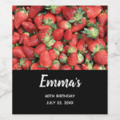 Foto von Red Juicy Strawberries Geburtstag Weinetikett (Einzelnes Label)