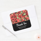 Foto von Red Juicy Strawberries Vielen Dank Quadratischer Aufkleber (Umschlag)