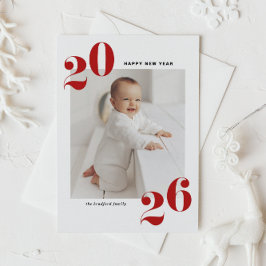 Foto von Red Modern Typografy Happy New Year 2022 Feiertagspostkarte