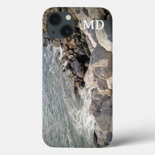 Foto von Rocky Gray Atlantic Ocean Shore Initials Case-Mate iPhone Hülle