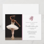 Foto von rosa Ballettschuhen Abschluss Einladung (Vorne/Hinten)