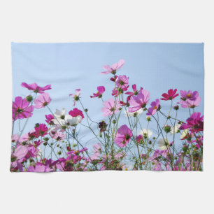 Foto von rosa und violetter Blumenwiese Geschirrtuch