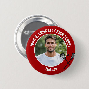 Foto von rotem Lacrosse-Spieler - High-School-Geis Button