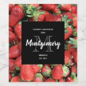 Foto von Roten Juicy Erdbeeren Weinkultur und Erde Weinetikett (Einzelnes Label)