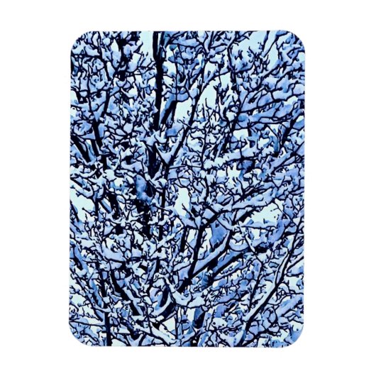 Foto von schneebedeckten Winterbaumzweigen Magnet (Vertikal)