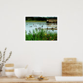 Foto von Seeszene mit Cattails Ducks Dock Poster (Küche)