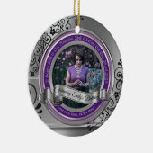 Foto von Silver Black Flourish Elegant Banner Purp Keramik Ornament (Rechts)