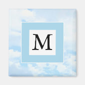 Foto von Soft Blue Sky Custom Single Initial Magnet (Vorne)
