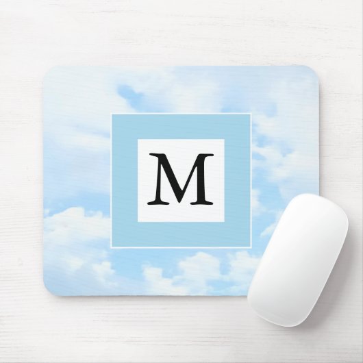 Foto von Soft Blue Sky Custom Single Initial Mousepad (Mit Mouse)