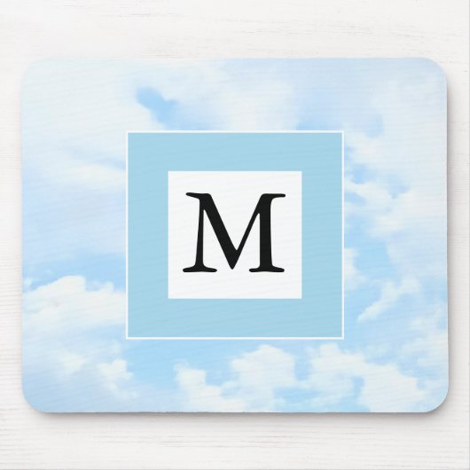 Foto von Soft Blue Sky Custom Single Initial Mousepad (Vorne)