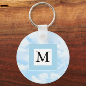 Foto von Soft Blue Sky Custom Single Initial Schlüsselanhänger (Vorderseite)