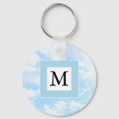 Foto von Soft Blue Sky Custom Single Initial Schlüsselanhänger (Rückseite)