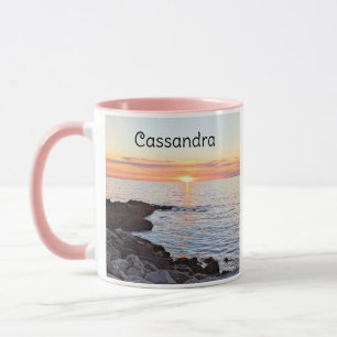Foto von Sonne und Ozean Goldener Sonnenuntergang Tasse