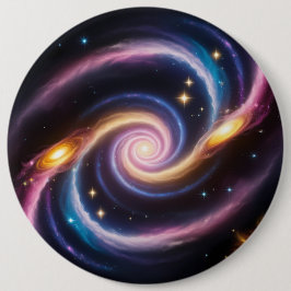 Foto von Sternen und Galaxien verschiedener Farben Button