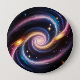 Foto von Sternen und Galaxien verschiedener Farben Button