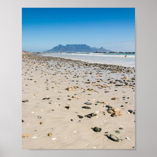Foto von Strand und Tafelberg in Kapstadt Poster (Vorne)