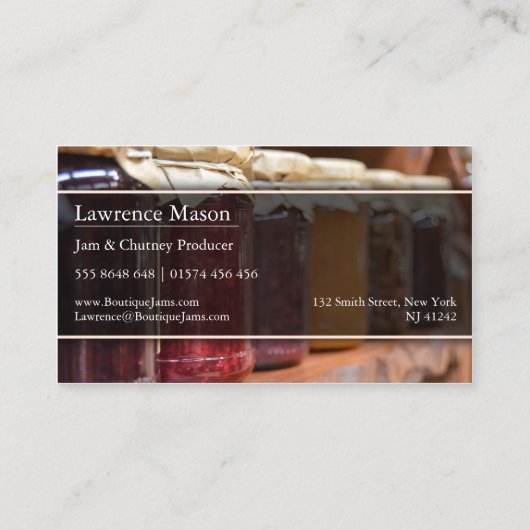 Foto von traditionellem Marmelade in Jars - Visite Visitenkarte (Rückseite)