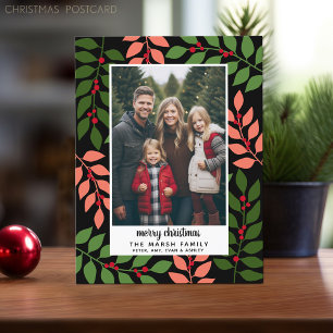 Foto von With Botanical Border script Merry Christ Feiertagspostkarte