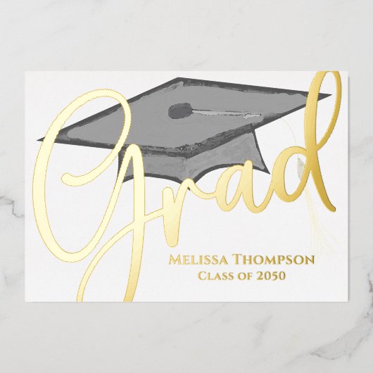 Foto-Vorlage für den Abschluss Gold Grad Script Folieneinladung (Vorderseite)
