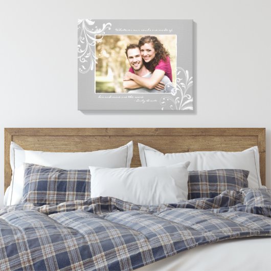 Foto-Vorlage für graue und weiße Blumen Leinwanddruck (Insitu (Schlafzimmer))