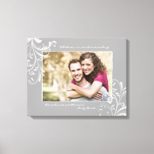 Foto-Vorlage für graue und weiße Blumen Leinwanddruck