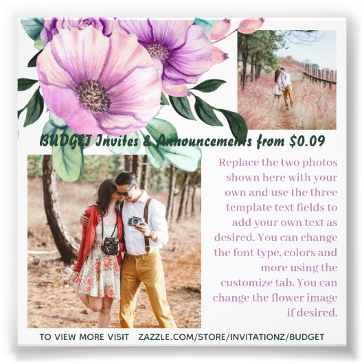 FOTO-Vorlage für rustikale violette Blumen Fotodruck (Vorne)