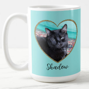 Foto-Vorlage Glitter-Herz mit individuellem Namen Kaffeetasse