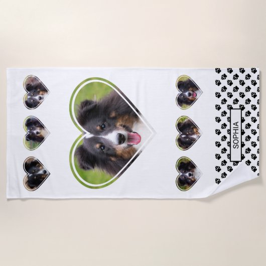 Foto-Vorlagen mit Paws & Name in Heftform Strandtuch (Vorderseite)