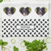 Foto-Vorlagen und Pfoten & Name für Heart Shape Geschirrtuch (Gefaltet)