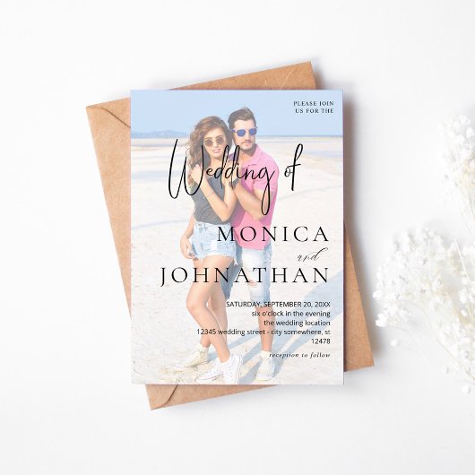 Foto VS Black & W Moderne Hochzeit Einladung